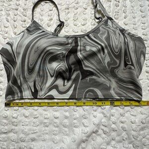 PINK Victoria's Secret Gray Black Graphic Crop Tank Bikini Top